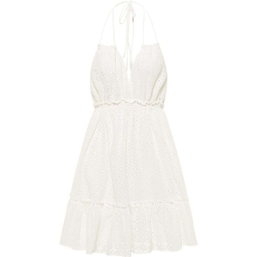 NWT Womens Olivaceous White Eyelet Style Spring Halter Dress - Sz M